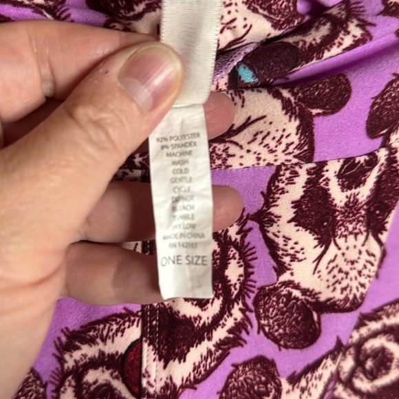 NWOT LuLaRoe Leggings Purple Brown Panda Bear w/ Sunglasses OS One Size (2-10) - Picture 6 of 6